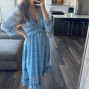 Baby Blue Leopard Print Dress 🌷